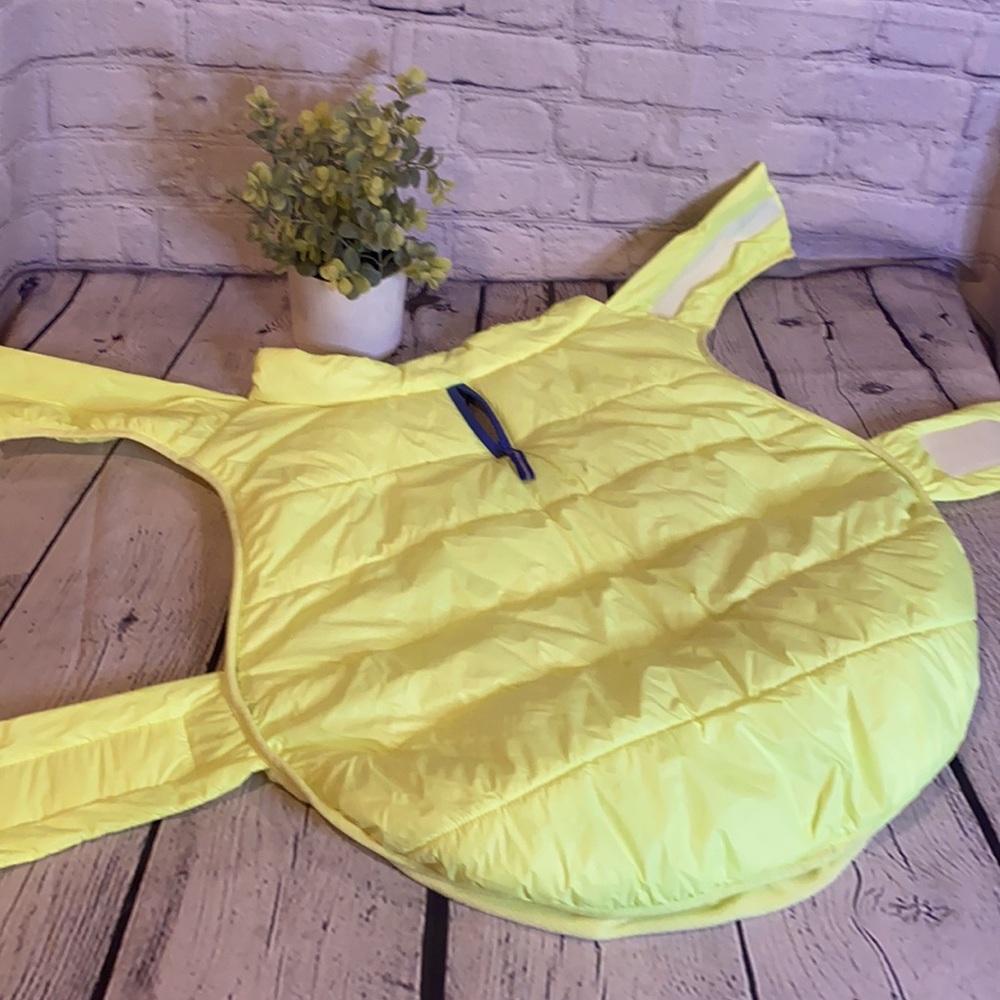 Large yellow dog puffer jacket